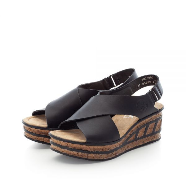 Rieker Damen-Sandalette mit Keilabsatz Schwarz