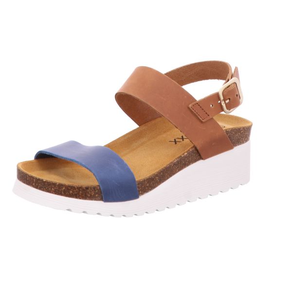 BOXX Damen-Sandalette mit Tieffußbett Blau-Braun  