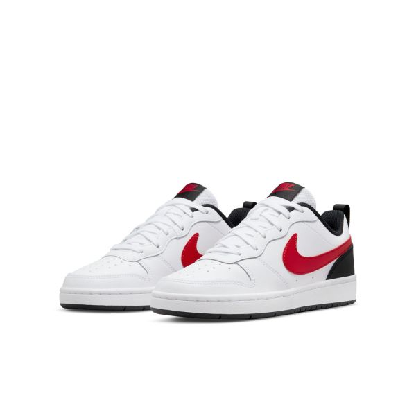 Nike Jungen-Sneaker-Schnürhalbschuh Court Borough Low 2 Weiß-Rot